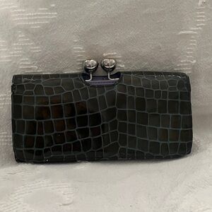Crocodile Pattern Black Wallet